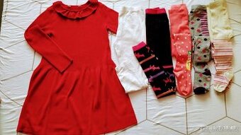 Dívčí šatičky svetrové a punčocháče/legíny vel. 122/128