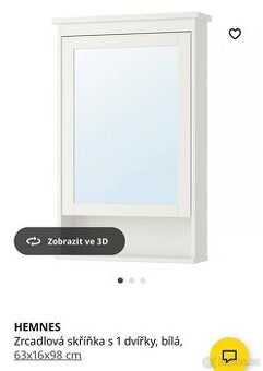 Prodám zrcadlovou skříňku IKEA