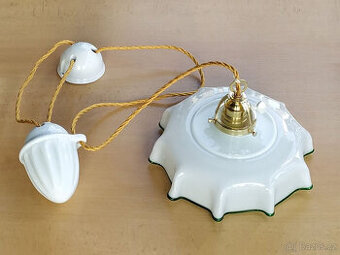 Starý stahovací lustr se 2 patenty z roku 1927- zelená linka