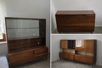 Retro nábytek–obývací sestava + vitrína + komoda