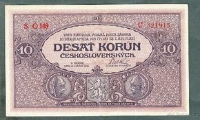 Staré bankovky 10 korun 1919 pěkný stav 