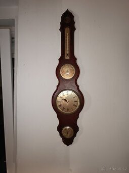 Kombinované nástěnné hodiny s barometrem – retro styl