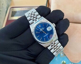 ♛ Rolex Datejust 16234 Modrý Sunburst, Bílé Zlato 🇨🇭