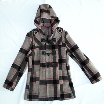 Kostkované vlněné paleto/kabát, vel. 38, zn. Full Circle