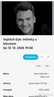 Vojtěch Dyk, Intimity s klavírem, 13.12.2025, Praha