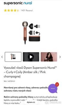 Vysoušeč vlasů Dyson Supersonic Nural™ – Curly+Coily (Amber