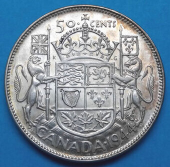 Stříbrná mince r. 1944 Jiří VI.