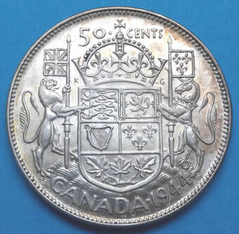 Stříbrná mince r. 1944 Jiří VI.