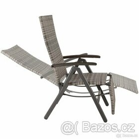 Zahradní ratanové křeslo RELAX s opěrkou pro nohy šedá