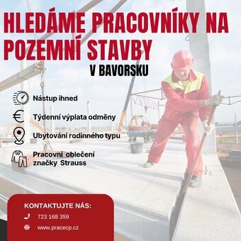 Práce v Německu s týdenní výplatou na pozemních stavbách