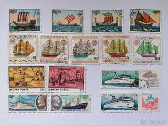 Známky 38 známek lodě letadla vzducholodě balóny Kuba SSSR..