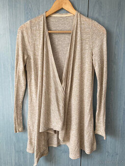 Lehký přírodní/béžový kardigan bez zapínání (34/36)