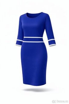 Elegantní dámské midi šaty – modré | velikost XL | NOVÉ