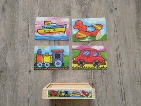 Dětské dřevěné puzzle pro nejmenší 4ks dopr. prostředky