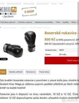 Boxerské rukavice KRAV MAGA 16 OZ + pytel na rukavice zdarma