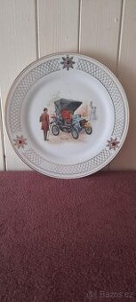STAROŽITNÝ TALÍŘ - PORCELÁNKA BAVARIA S HISTORICKÝM AUTEM S