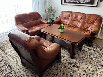 Kožená holandská rustikální sedací souprava