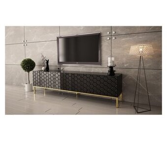 TV STOLEK, FURNLUX CLASSIC, HEXA, 190x37x52cm, ČERNÁ, DŘEVĚN