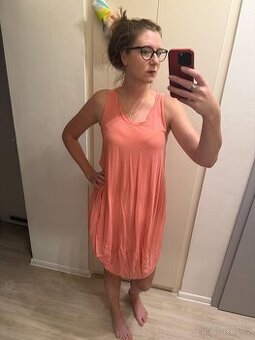 Volné broskvové letní šaty - vel. L/XL