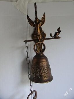 Starý, závěsný, masivní, mosazný lodní zvon č.4