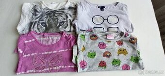 4 trička s dl. rukávem, vel. 134/140