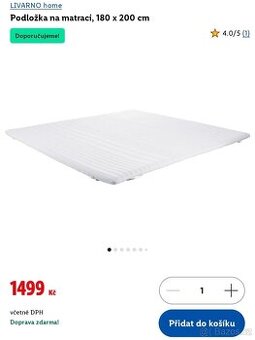 Podložka na matraci 180 x 200 cm