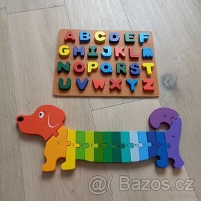 Dřevěná vkládačka písmena a skládačka čísla
