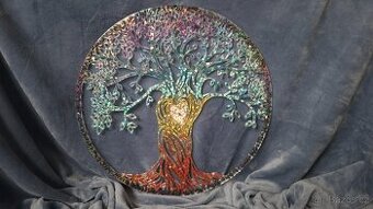 Holografický obraz strom života s čakrovými minerály 50cm