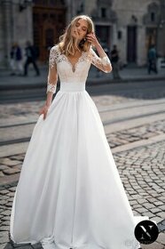 Luxusní nenošené svatební šaty, Pancy, 40/42 EU (M-L)