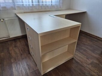 Dva stoly v jednom, rohové provedení, velká pracovní plocha
