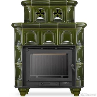 Kachlová kamna s litinovou vložkou SALZBURG, 15 kW zelená