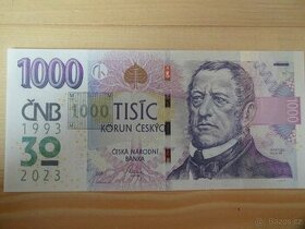 1000 Kč s přítiskem  vzácná a výjimečná série M01 (M10)