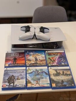 PlayStation 5 - disk verze, 2 ovladače, 6 her