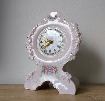 Hodiny z růžového porcelánu - FUNKČNÍ - H&C