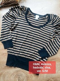 Vel. S/M H&M hedvábí, vlna - pruhovaný svetr