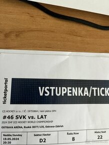 Lístek na MS hokeji v Ostravě 19.05.2024 ve 20:20