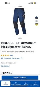Pánské pracovní kalhoty PARKSIDE PERFORMANCE
