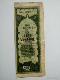 Výherní tiket loterie rarita