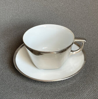 Pokovený Art Deco šálek s podšálkem 180ml, Thun