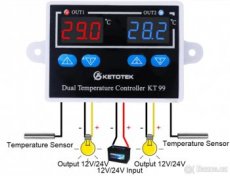 Duální teplotní kontroller, termostat, 24V - 1