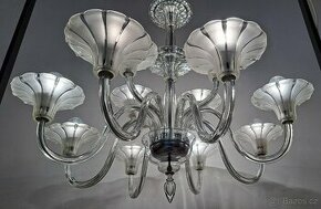 Starožitný velký celoskleněný Art deco lustr