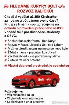 práce pro řidiče, rozvoz balíčků ....