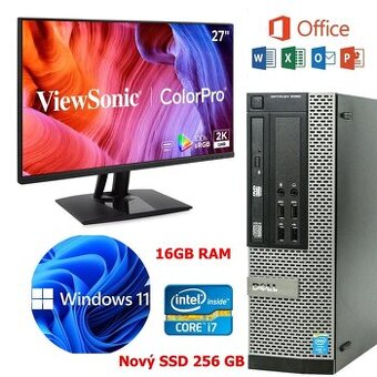 PC SET DELL,i7,16GB RAM,SSD,VIEWSONIC 27´2K,WIN 11,záruka