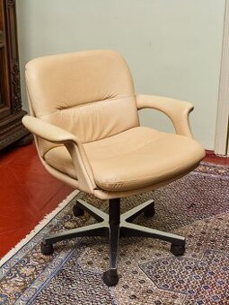 Designové kancelářské křeslo, přírodní kůže