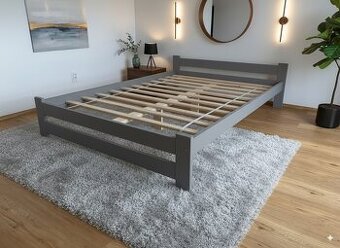 Nová postel MASIV BOROVICE šeda 160x200cm + rošt