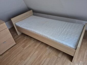 Postel - jednolůžko 90x200cm včetně roštu a matrace