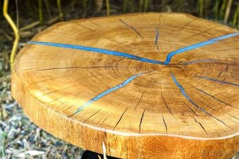 Dubový epoxidový stůl - průměr 95 cm - 1