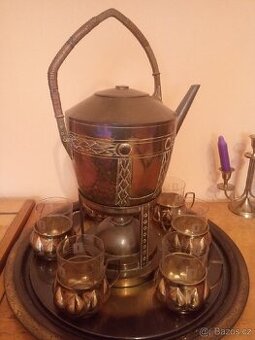 Mosazná čajová souprava