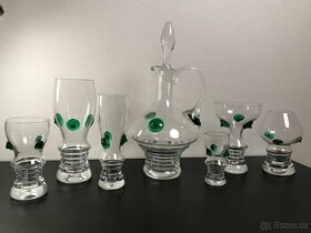 karafa a 6 skleniček - originální ručně foukané - NOVÉ - 1