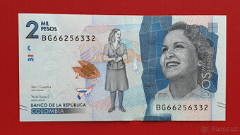 Bankovka KOLUMBIE 2 Pesos rok 2020 stav UNC